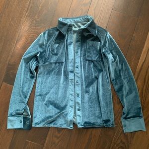 Blue Velvet Button Up